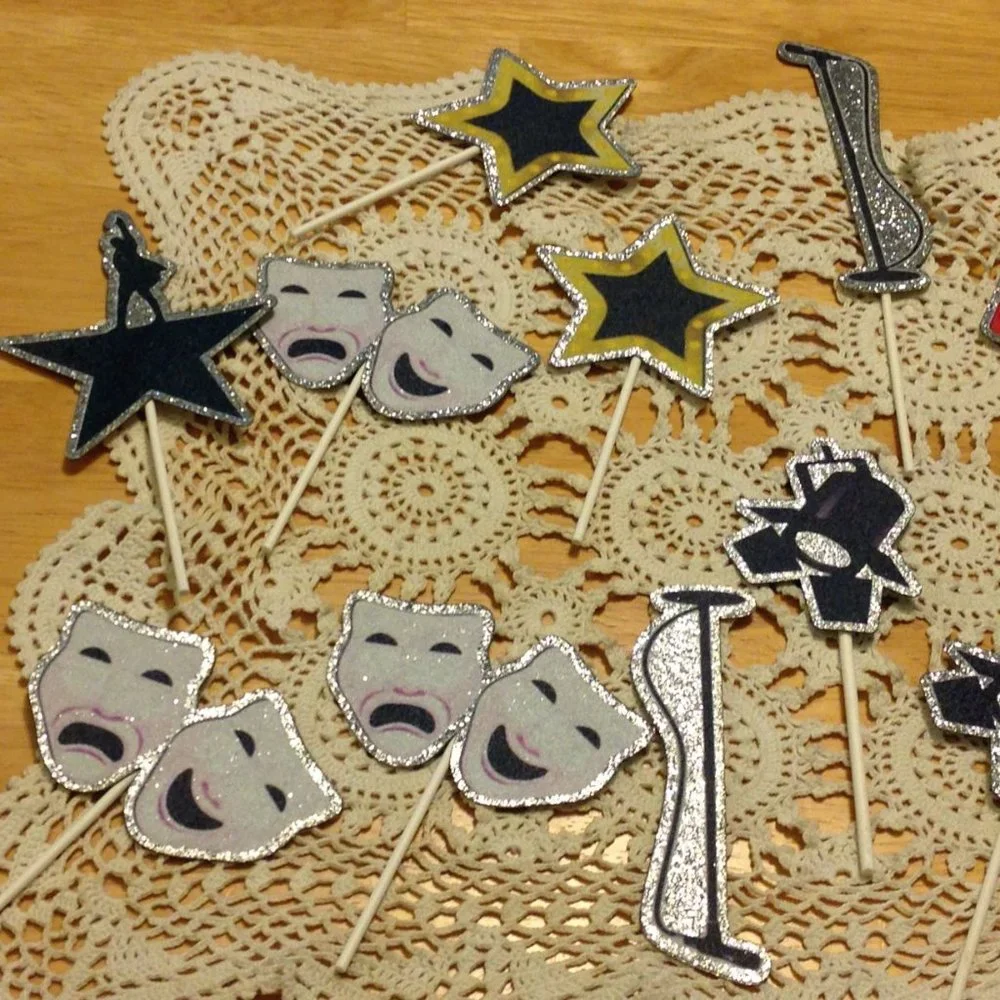 Broadway / Theatre themed cake / cupcake toppers